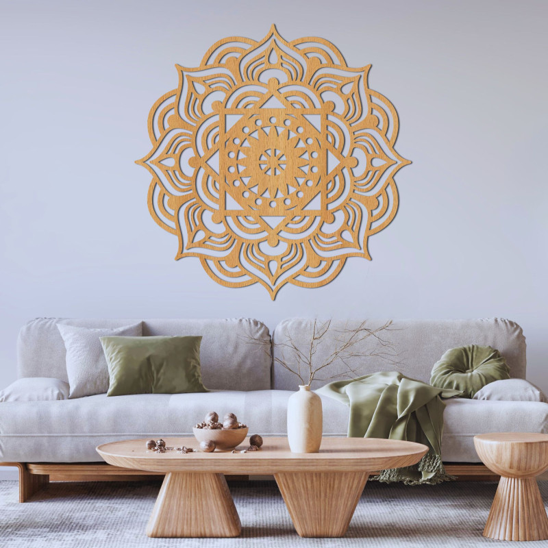 Orientalny obraz ścienny z drewnianą mandalą - SYMMETRY
