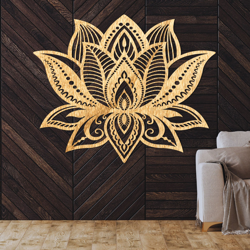 Dekoracja ścienna drewniana mandala kwiat - COR LUCIS
