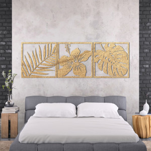 Obraz liść monstera, kwiat hibiskus, liść palmy - NARUTAL 2