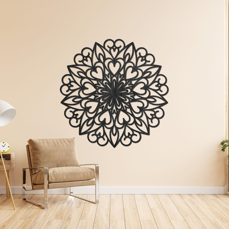 Rzeźbiona mandala, drewniana dekoracja ścienna - FARLIKT