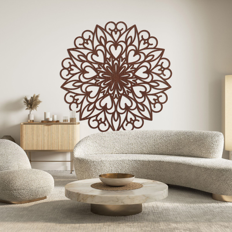 Rzeźbiona mandala, drewniana dekoracja ścienna - FARLIKT