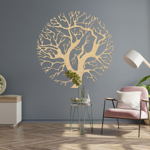 Drewniany obraz ścienny przedstawiający drzewo w kole -... 2