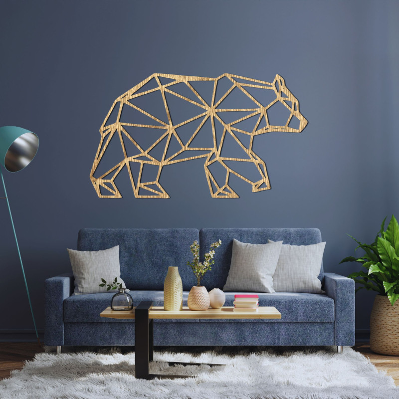 Geometryczna drewniana dekoracja ścienna niedźwiedź - URSUS