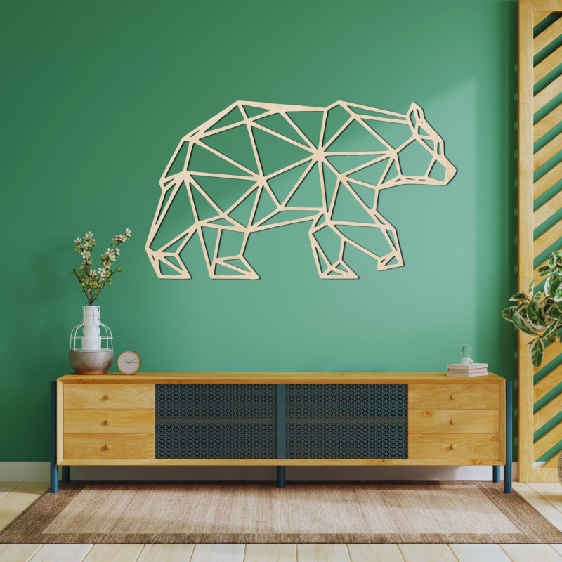 Geometryczna drewniana dekoracja ścienna niedźwiedź - URSUS