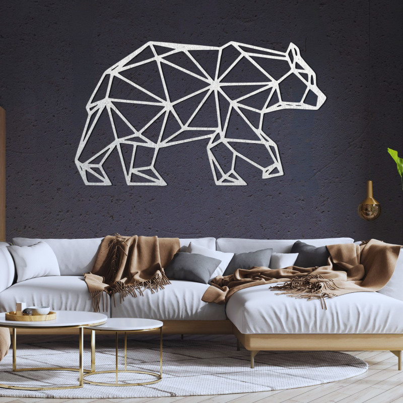 Geometryczna drewniana dekoracja ścienna niedźwiedź - URSUS