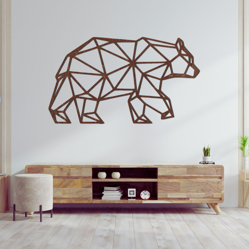 Geometryczna drewniana dekoracja ścienna niedźwiedź - URSUS