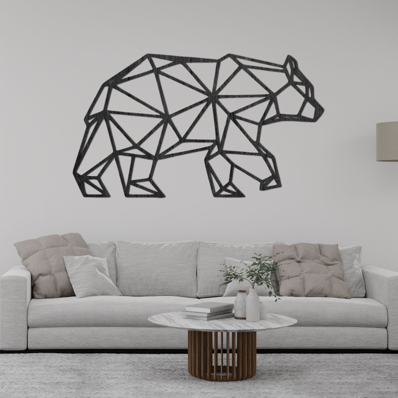 Geometryczna drewniana dekoracja ścienna niedźwiedź - URSUS