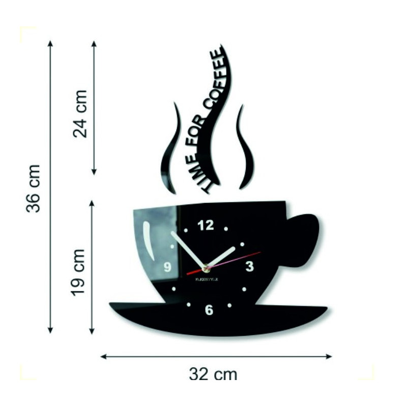 Wymiary zegara ściennego X-momo. Designerski zegar ścienny wykonany z PMMA