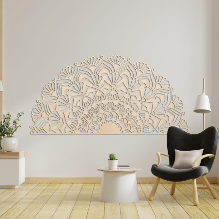 Pół drewniana mandala na ścianę - LUMIS
