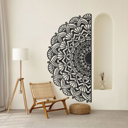 Pół drewniana mandala na ścianę - LUMIS