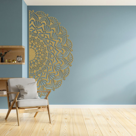 Pół drewniana mandala na ścianę - LUMIS