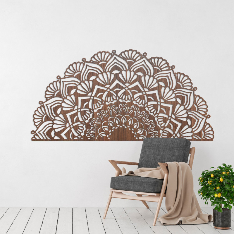 Unikalna pół drewniana mandala na ścianę - MENSIS