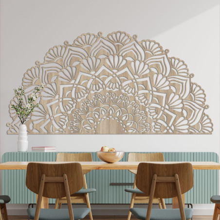 Unikalna pół drewniana mandala na ścianę - MENSIS