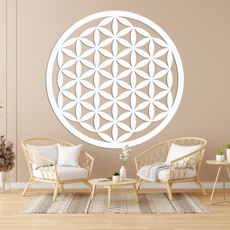 Elegancka rzeźbiona drewniana mandala na ścianę - FLORUM