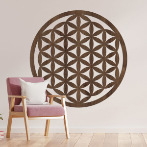 Elegancka rzeźbiona drewniana mandala na ścianę - FLORUM