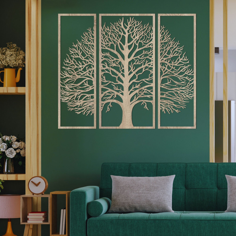 Trzyczęściowa drewniana dekoracja ścienna...