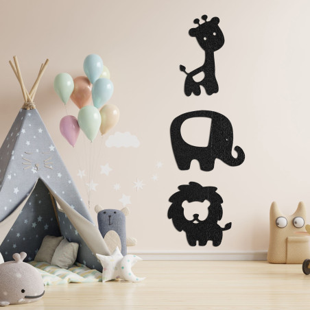 Drewniana dekoracja słoń, lew, żyrafa - SAFARI