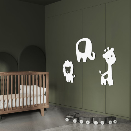 Drewniana dekoracja słoń, lew, żyrafa - SAFARI