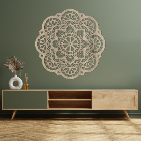 Ścienny drewniany obraz mandala światło życia - LUMEN
