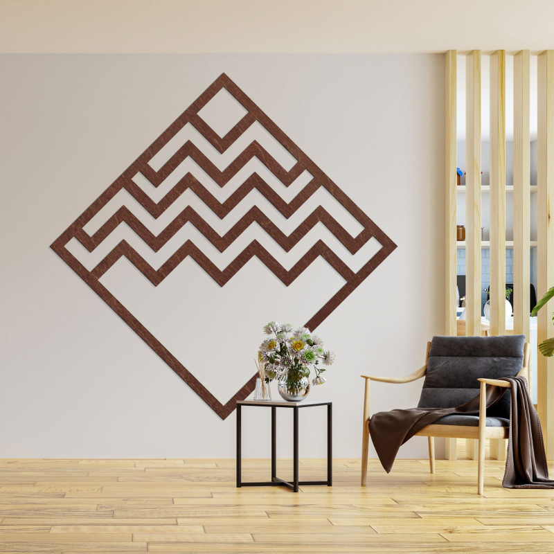 Drewniana geometryczna dekoracja kwadratowa - FORNET