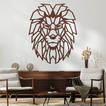 Drewniana dekoracja ścienna geometryczna sylwetka lwa - LEONIS
