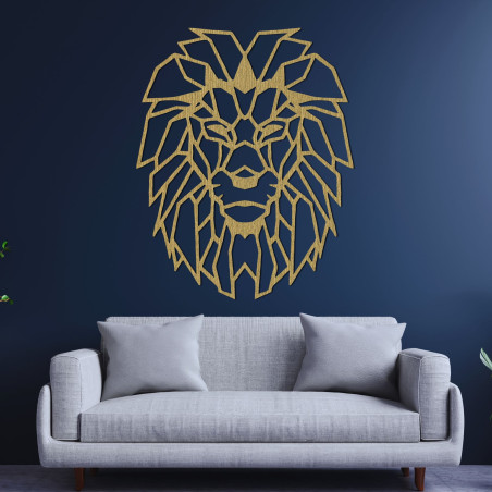 Drewniana geometryczna dekoracja ścienna sylwetka lwa - LEONIS