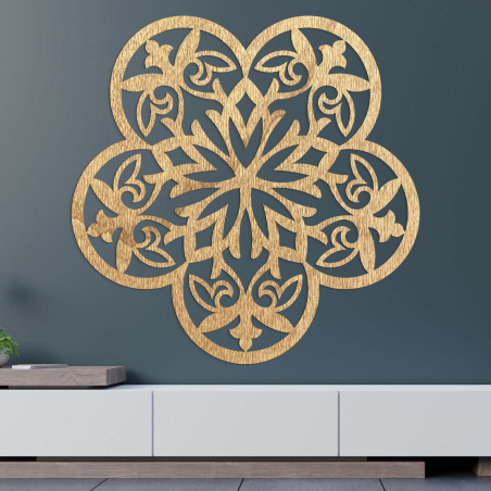 Drewniana dekoracja ścienna mandala cichy kwiat - FLORIVA