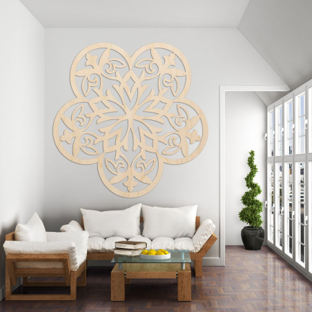 Drewniana dekoracja ścienna mandala cichy kwiat - FLORIVA