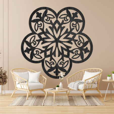 Drewniana dekoracja ścienna mandala cichy kwiat - FLORIVA