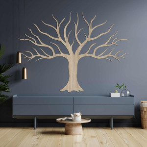 Drewniany obraz na ścianie z gałęziami drzew 2