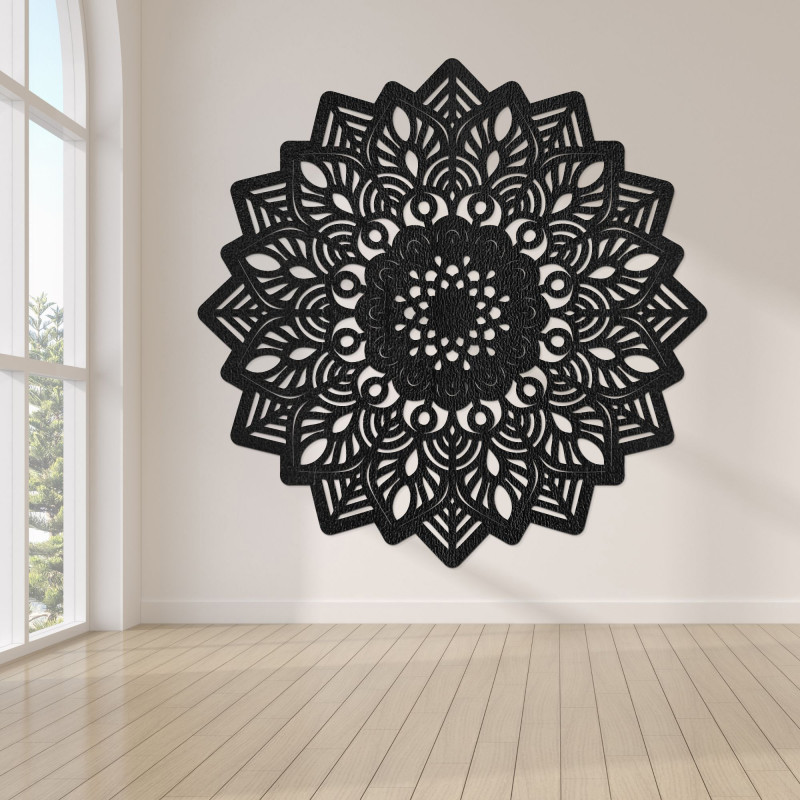 Drewniany obraz ścienny mandala w kształcie słońca - IGNEUS