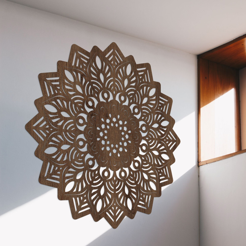Drewniany obraz ścienny mandala w kształcie słońca - IGNEUS