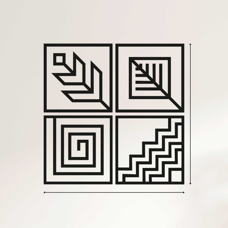 Drewniany obraz ścienny cztery elementy - HADUKEN