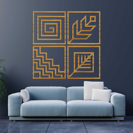 Drewniany obraz ścienny cztery elementy - HADUKEN