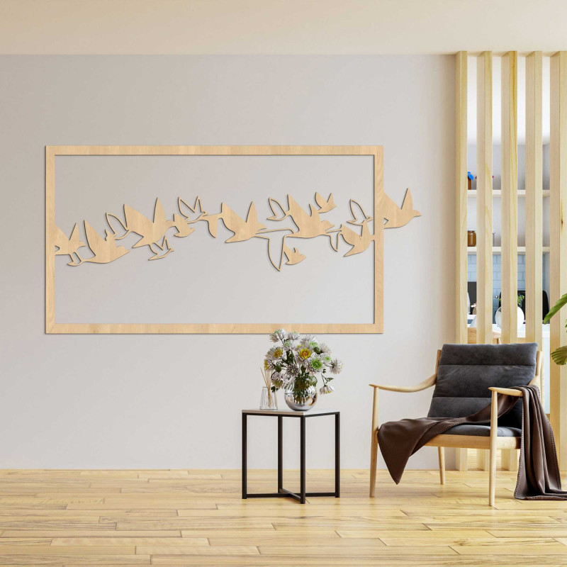 Drewniany obraz ścienny ptaki - RODDO