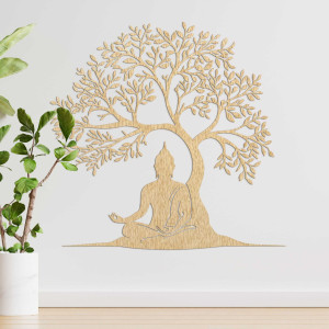 Drewniana dekoracja Budda i drzewo życia - MEARNE 2