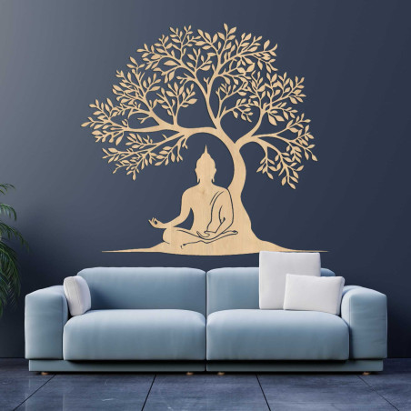 Drewniany obrazek przedstawiający drzewo życia i Buddę - MOTERO