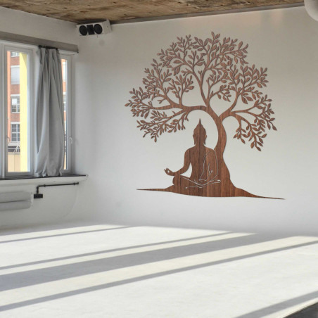 Drewniany obrazek przedstawiający drzewo życia i Buddę - MOTERO