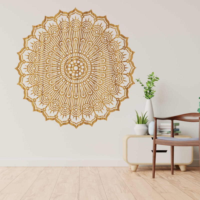 Drewniana mandala na ścianie