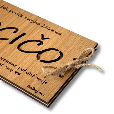 Drewniana koperta na pieniądze - DOWOLNA 20 x 10 cm