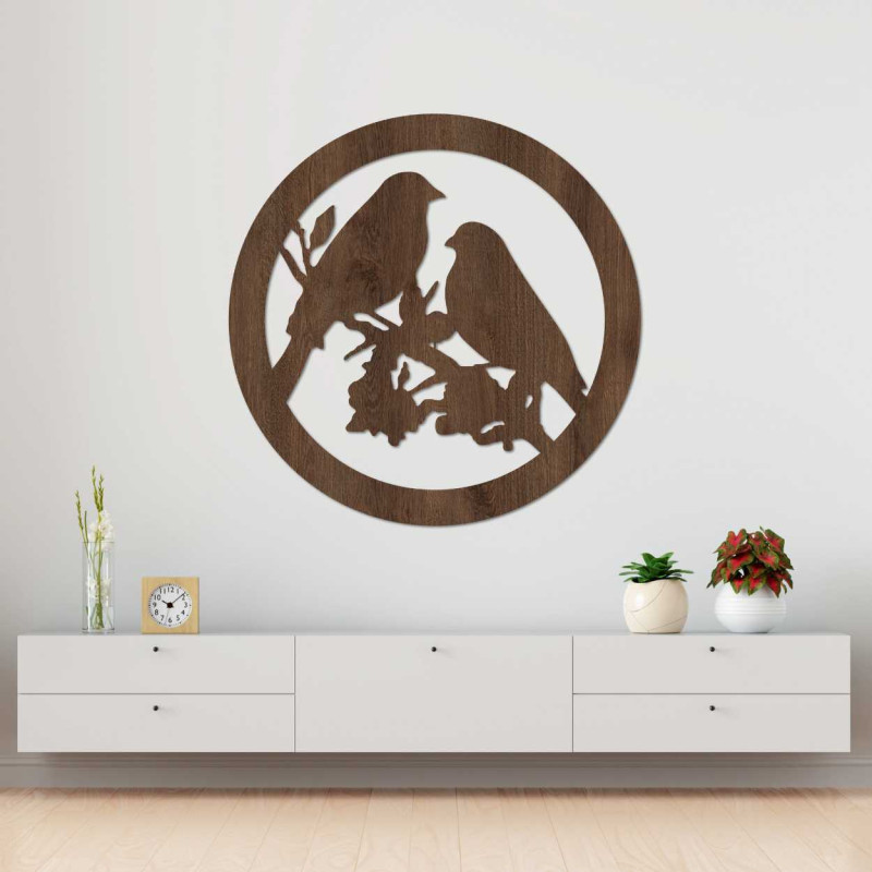 Drewniany obraz ścienny ptaki na gałęziach - AVIAN