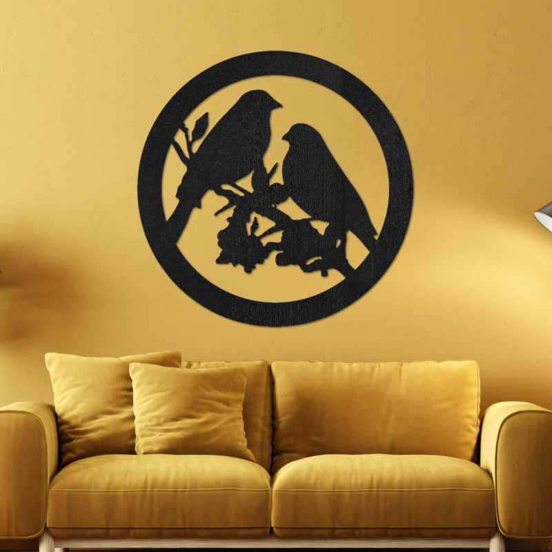 Drewniany obraz ścienny ptaki na gałęziach - AVIAN