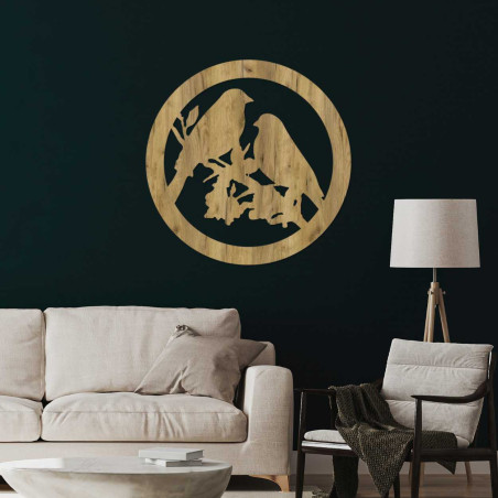 Drewniany obraz ścienny ptaki na gałęziach - AVIAN