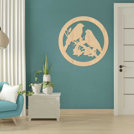 Drewniany obraz ścienny ptaki na gałęziach - AVIAN