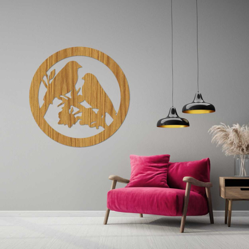 Drewniany obraz ścienny ptaki na gałęziach - AVIAN