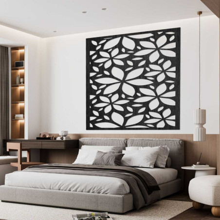 Drewniana dekoracja ścienna kwiaty kwadrat - SAJFO