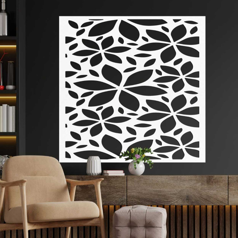 Drewniana dekoracja ścienna kwiaty kwadrat - SAJFO