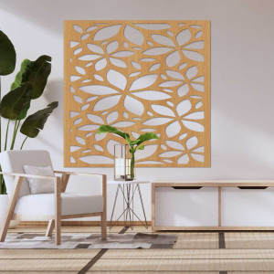 Drewniany kwadratowy obrazek z kwiatkiem - BOTANICA 2