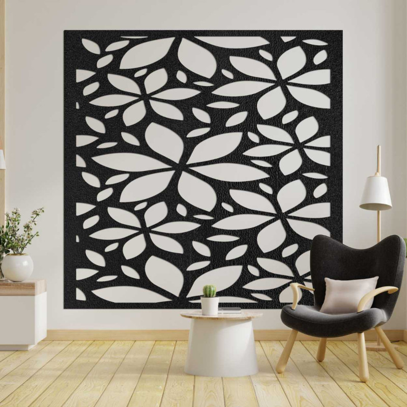 Drewniany kwadratowy obrazek z kwiatkiem -...