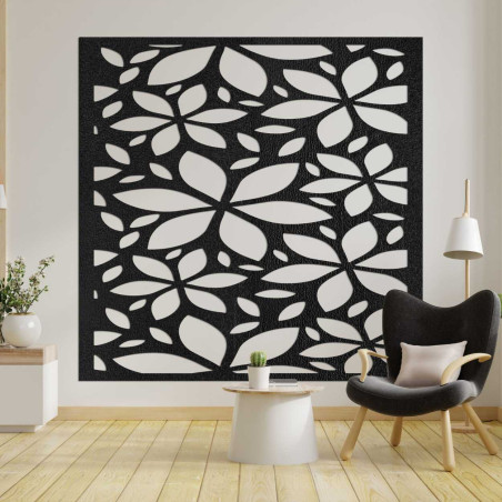 Drewniany kwadratowy obrazek z kwiatkiem - BOTANICA